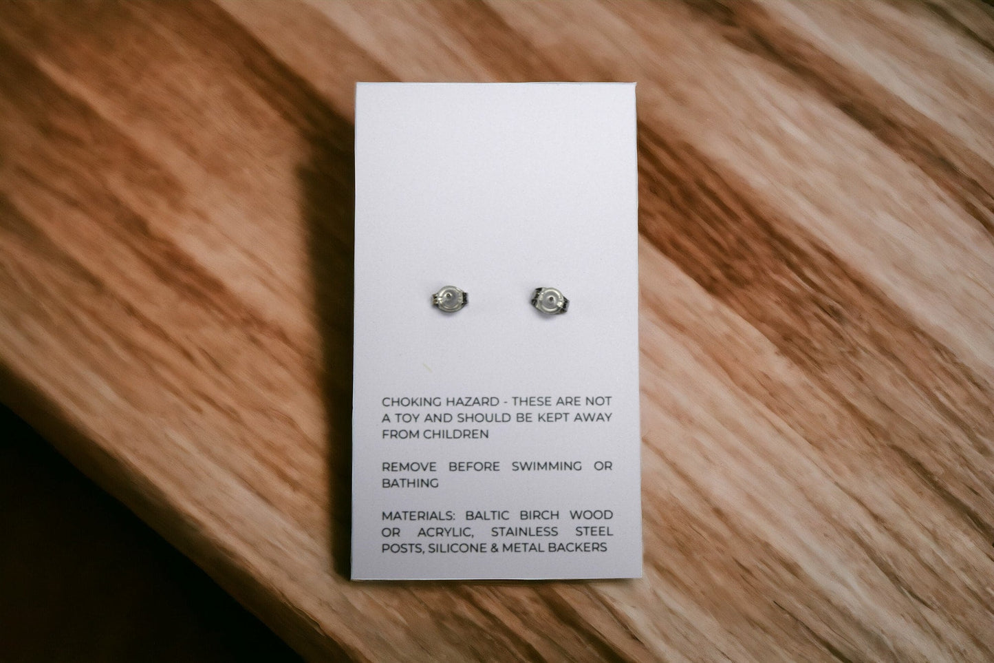 Wood Baseball Stud Earrings
