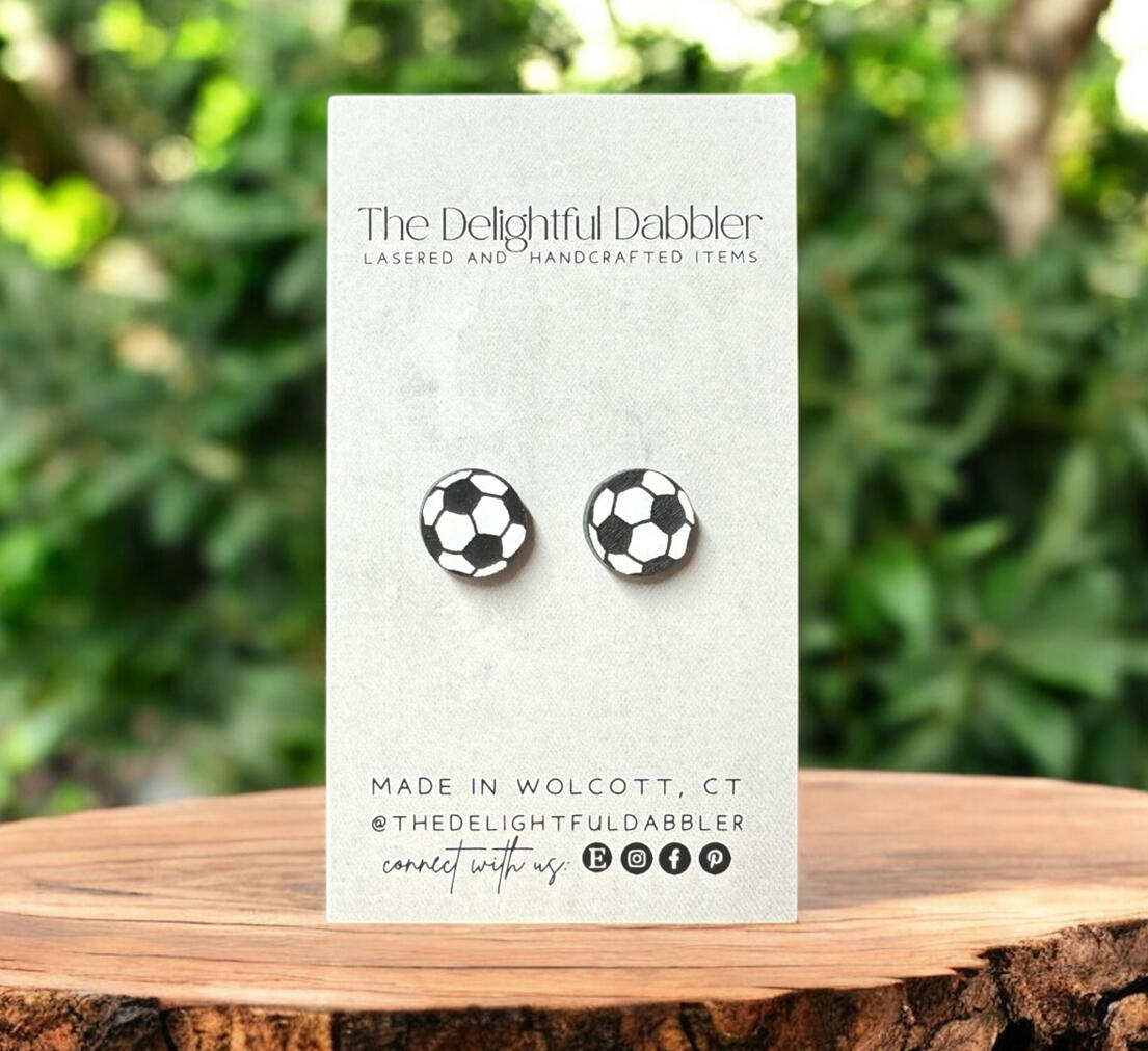 Soccer Ball Acrylic Stud Earrings