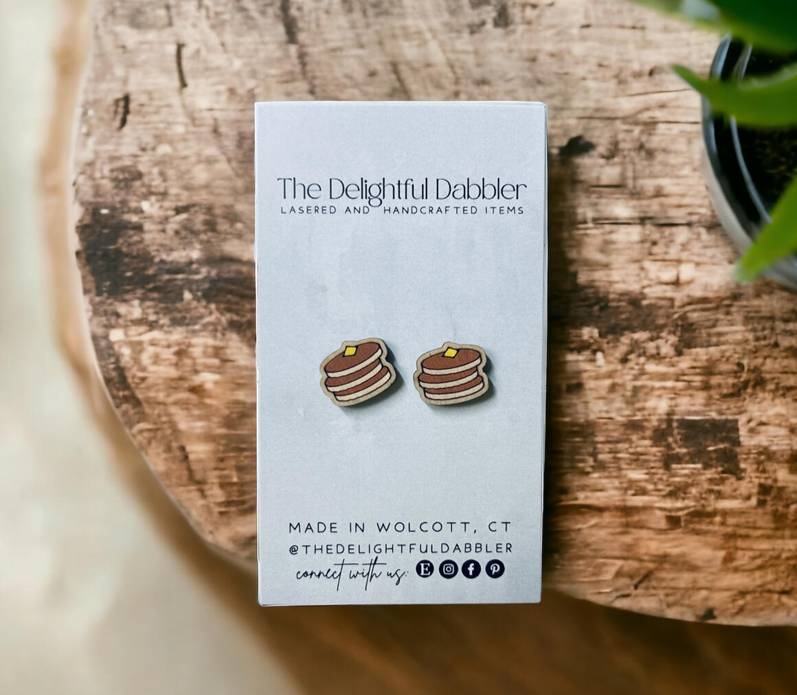 Pancake Wood Stud Earrings