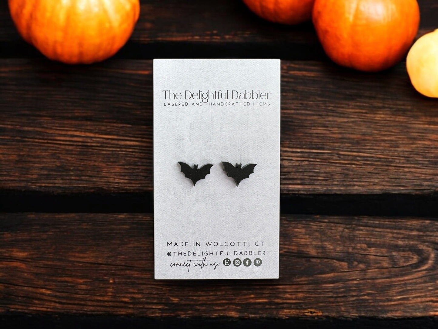 Black Bat Acrylic Earrings - Glitter or Matte black