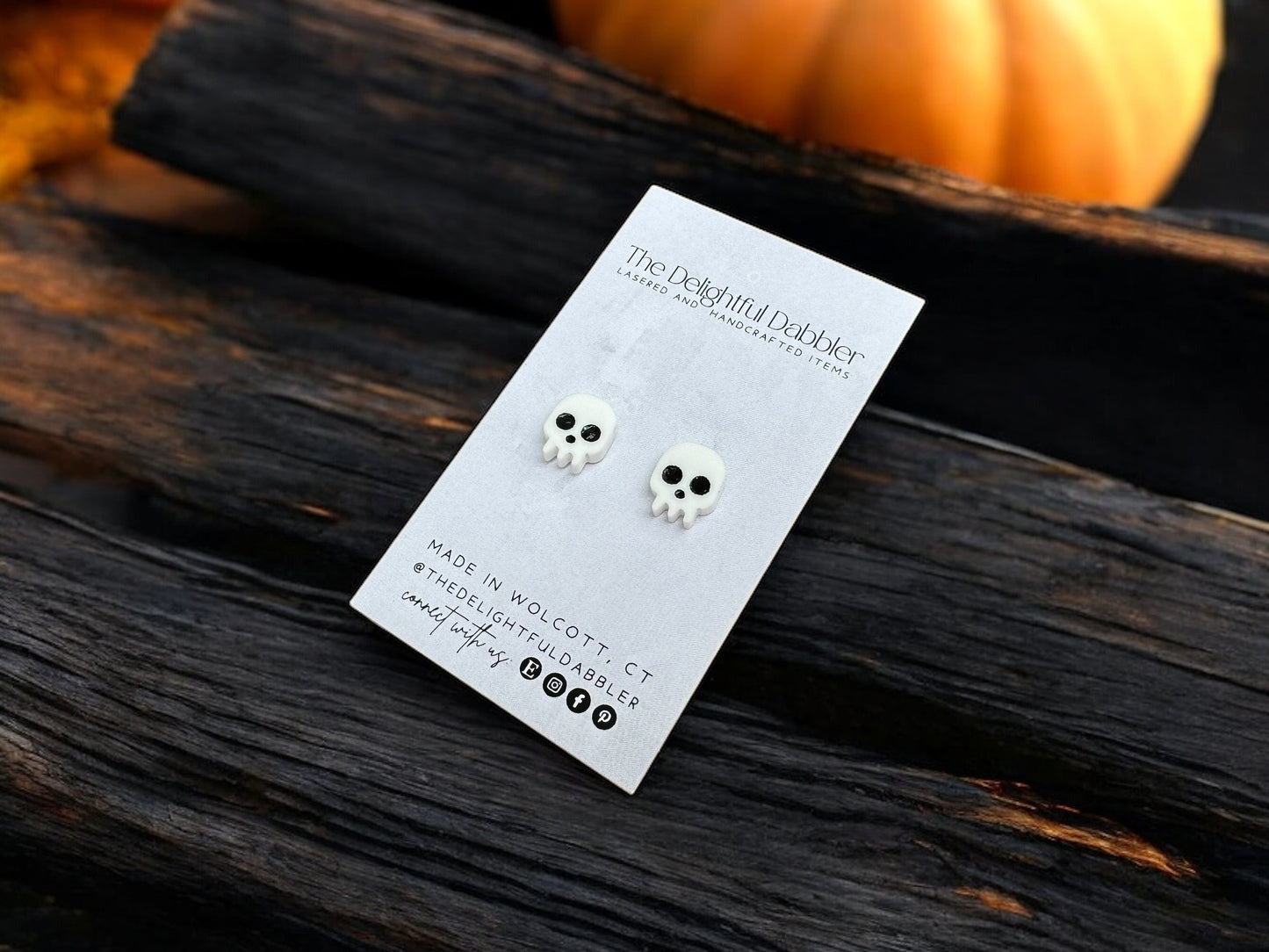 Spooky Skull Halloween Acrylic Stud Earrings