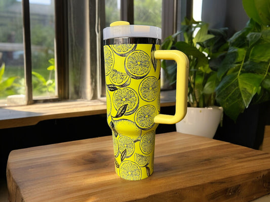 40oz Lemon Slice Design Yellow Tumbler