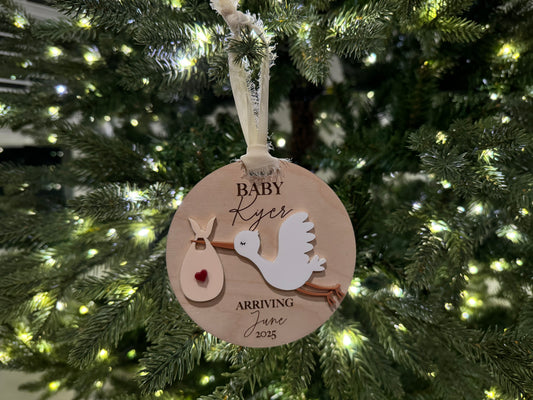 Stork Pregnancy Announcement Ornament