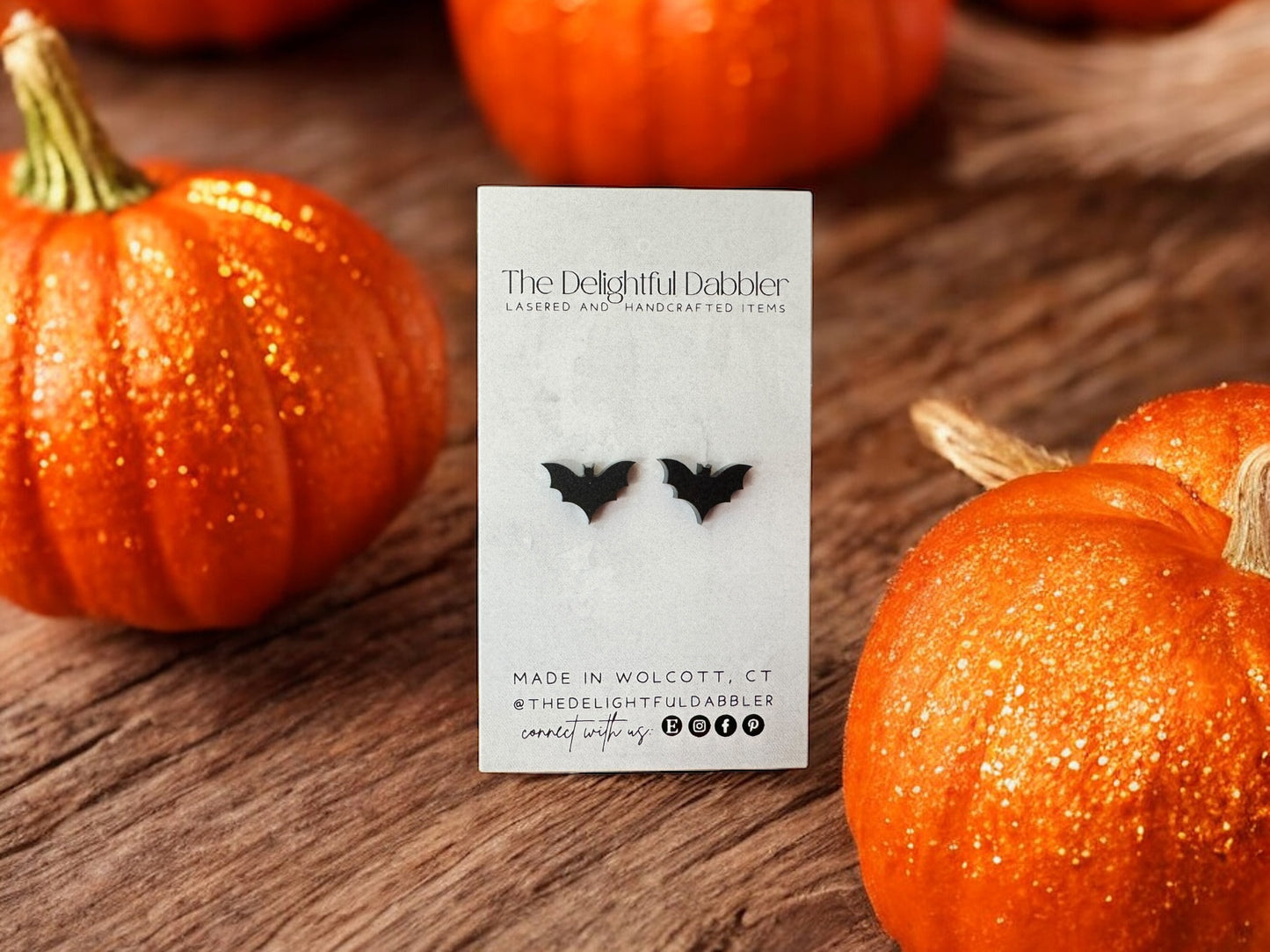 Black Bat Acrylic Earrings - Glitter or Matte black