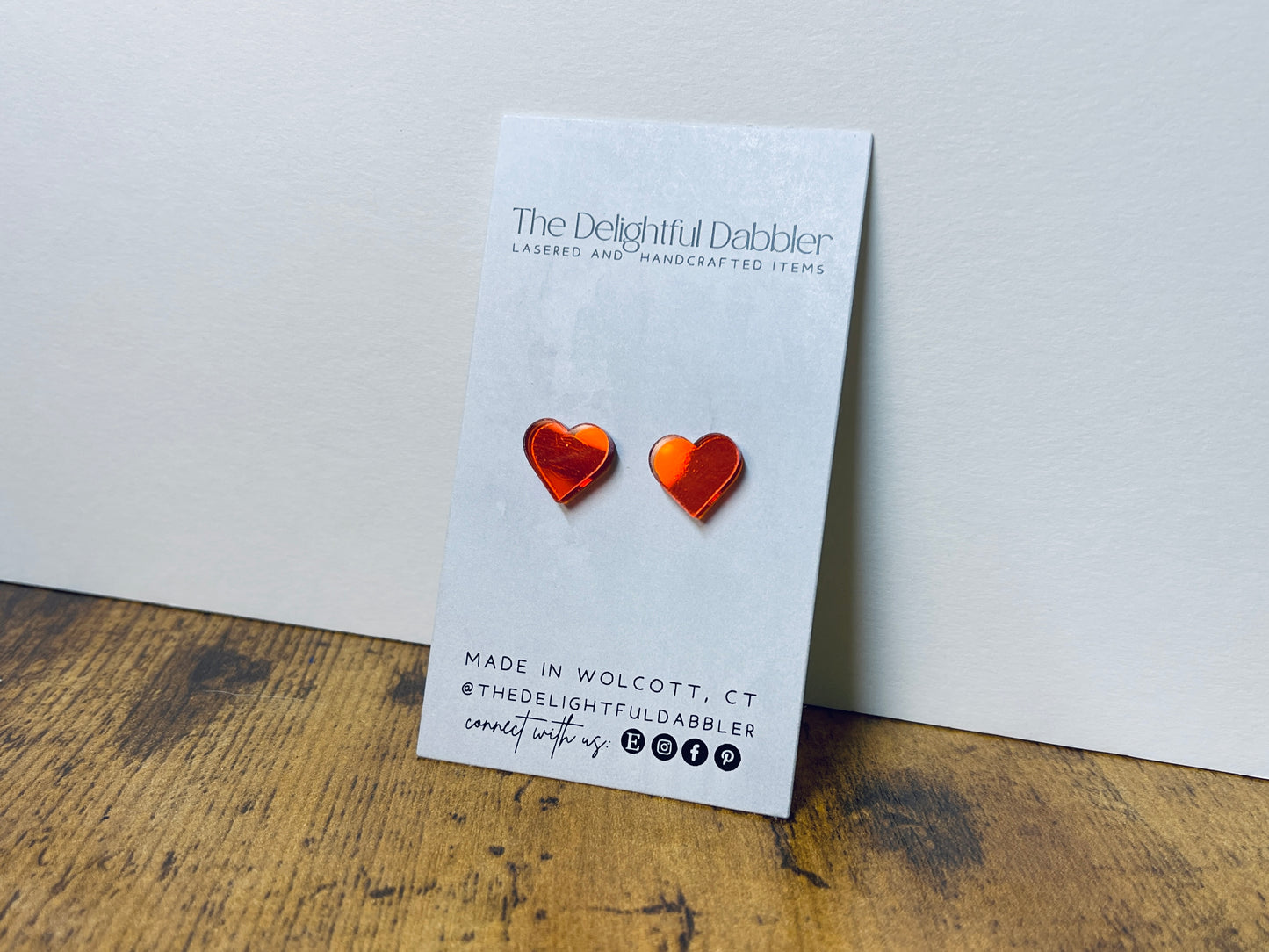 Red Mirror Heart Stud Earring