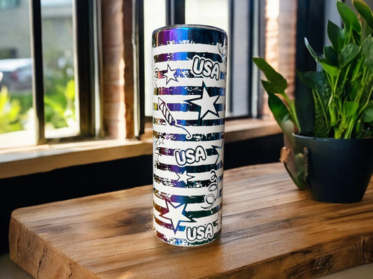 20oz USA themed fireworks tumbler