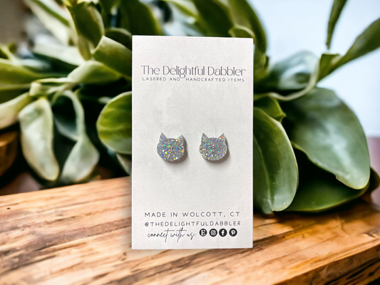 Cat Head Shape Acrylic Earrings