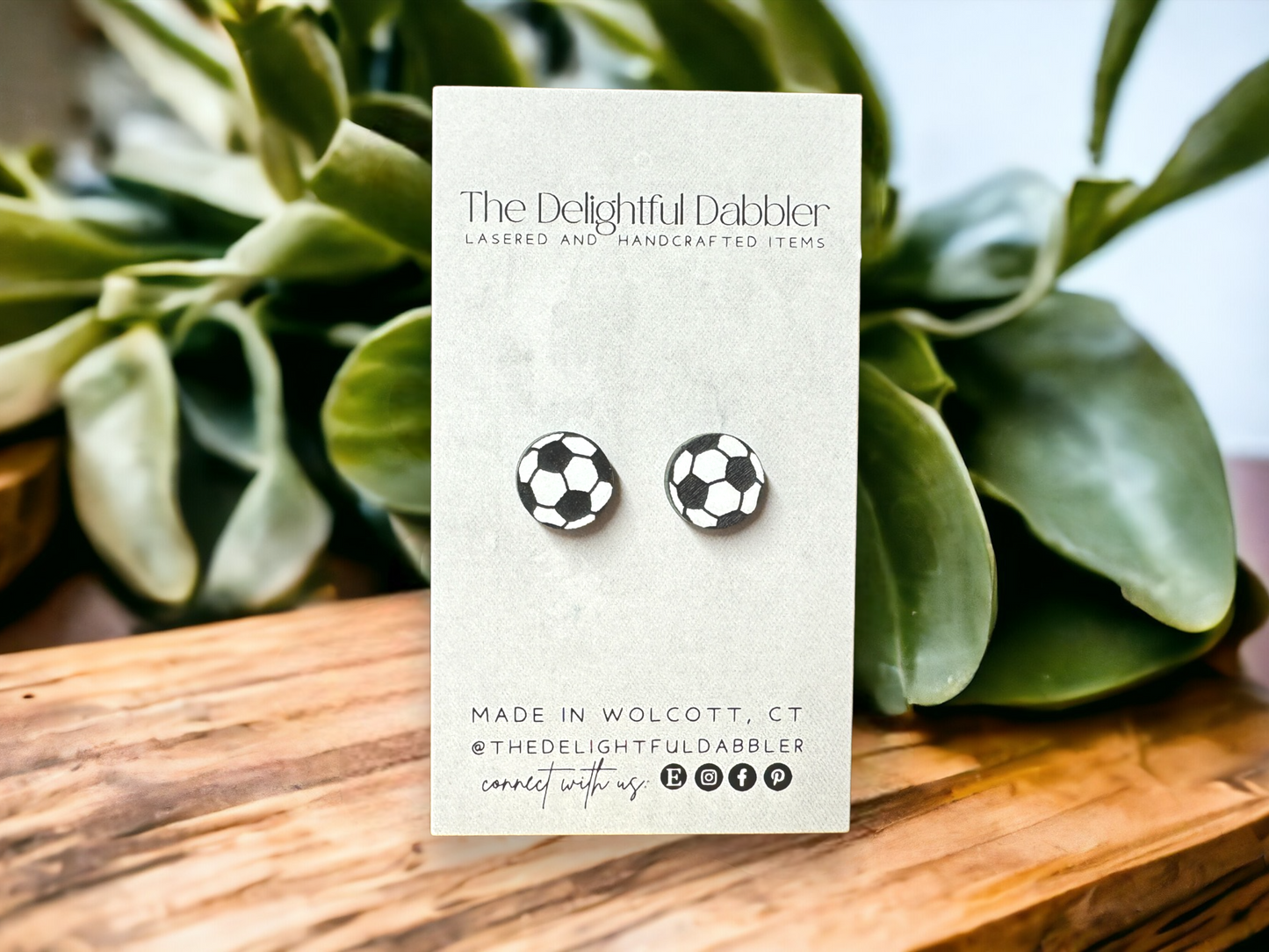 Soccer stud acrylic earrings