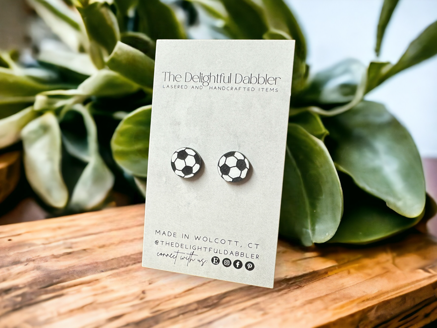 Soccer stud acrylic earrings