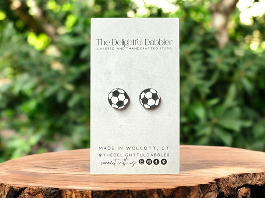 Soccer stud acrylic earrings