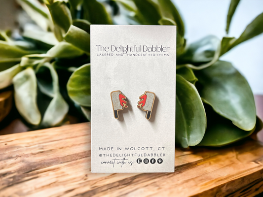 Meat Cleaver Wood Stud Earrings