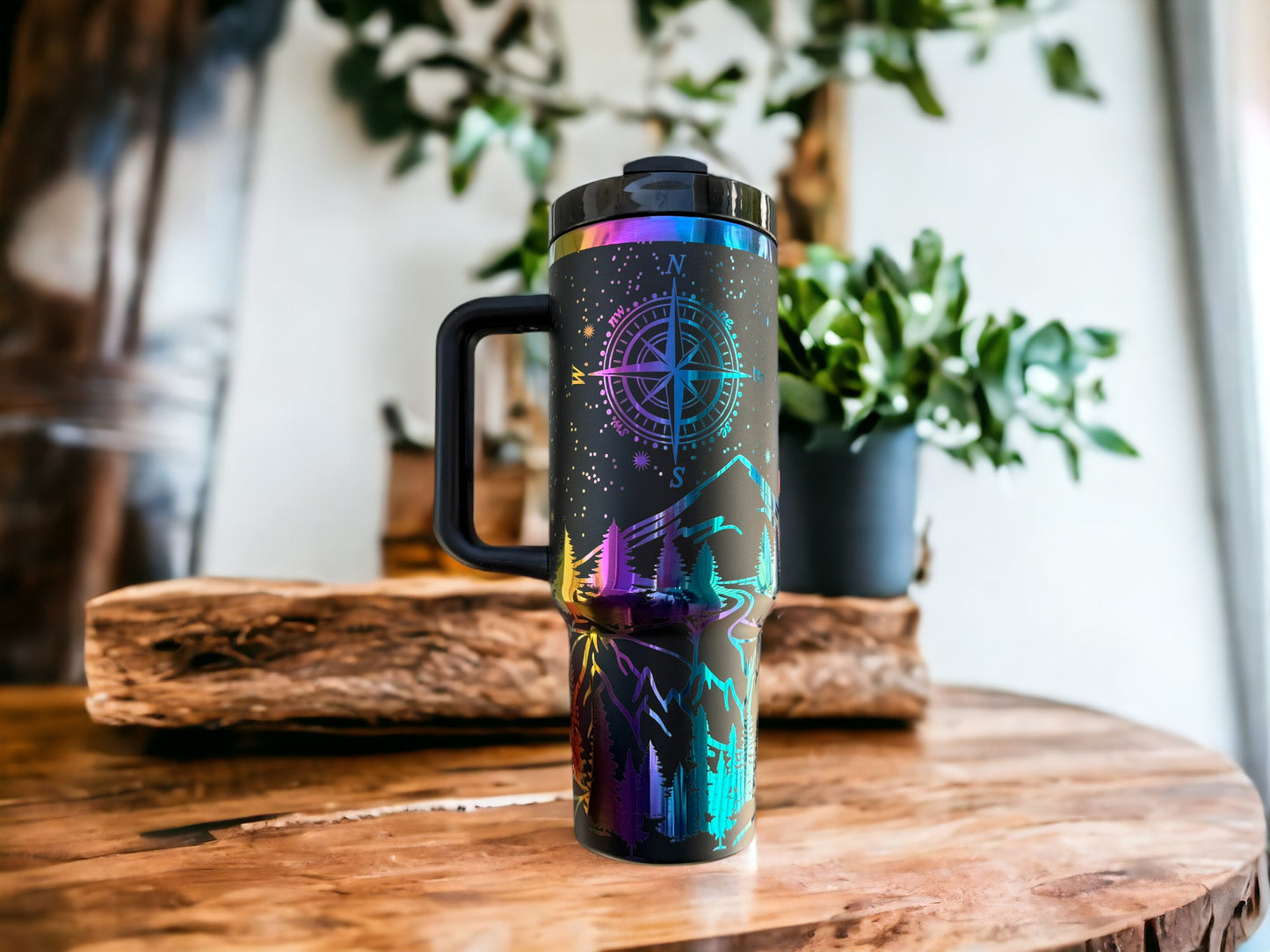 40oz Not all who wander are lost tumbler - Rainbow/Black