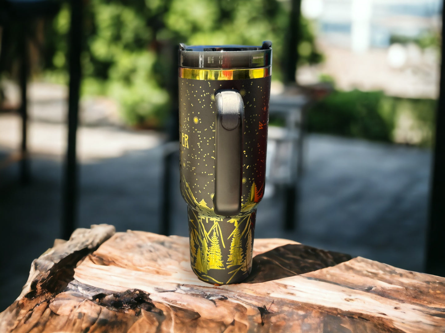 40oz Not all who wander are lost tumbler - Rainbow/Black