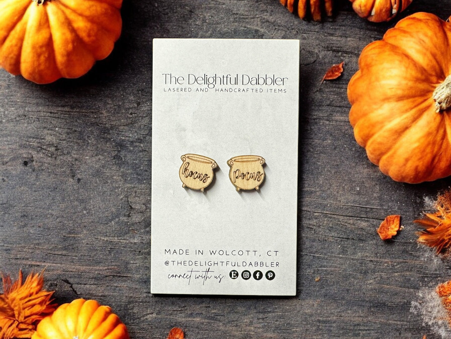 Cauldron Wood Stud Earrings