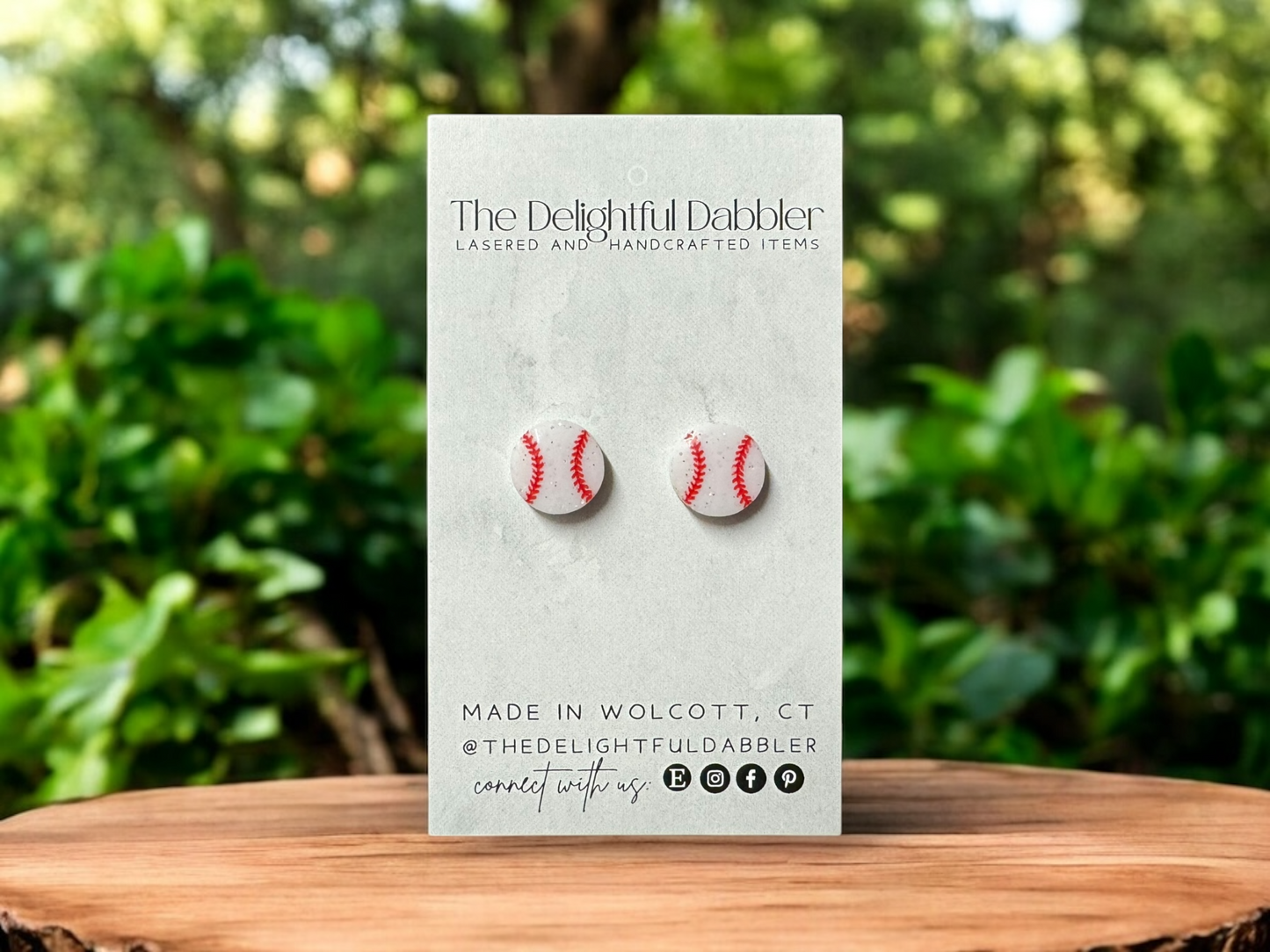 Acrylic Baseball Stud Earrings