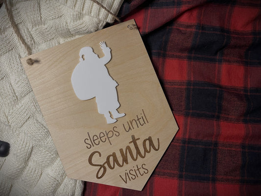 Sleeps Until Santa sign dry erase countdown