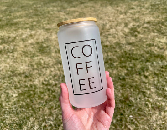 Coffee Glass with lid and straw