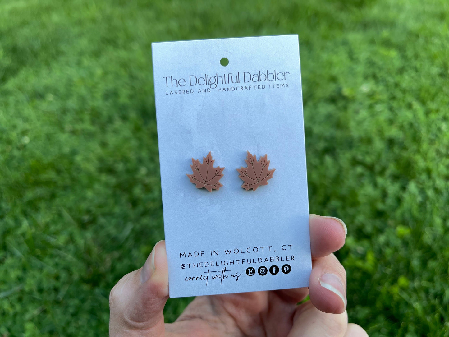 Matte Acrylic Maple Leaf Stud Earrings