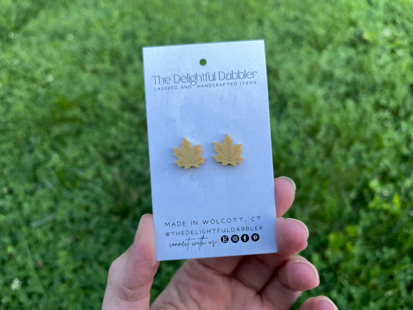 Matte Acrylic Maple Leaf Stud Earrings