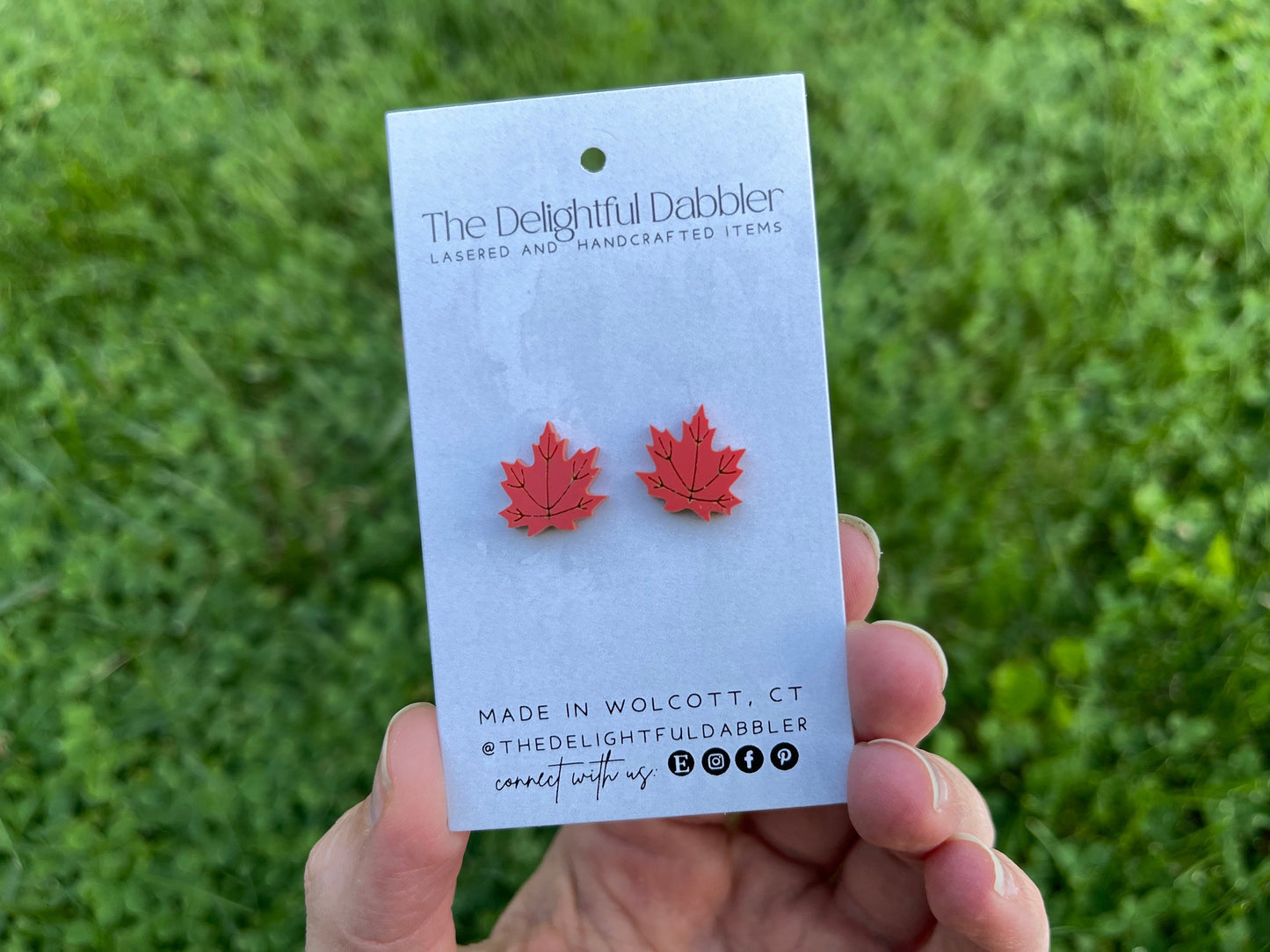 Matte Acrylic Maple Leaf Stud Earrings