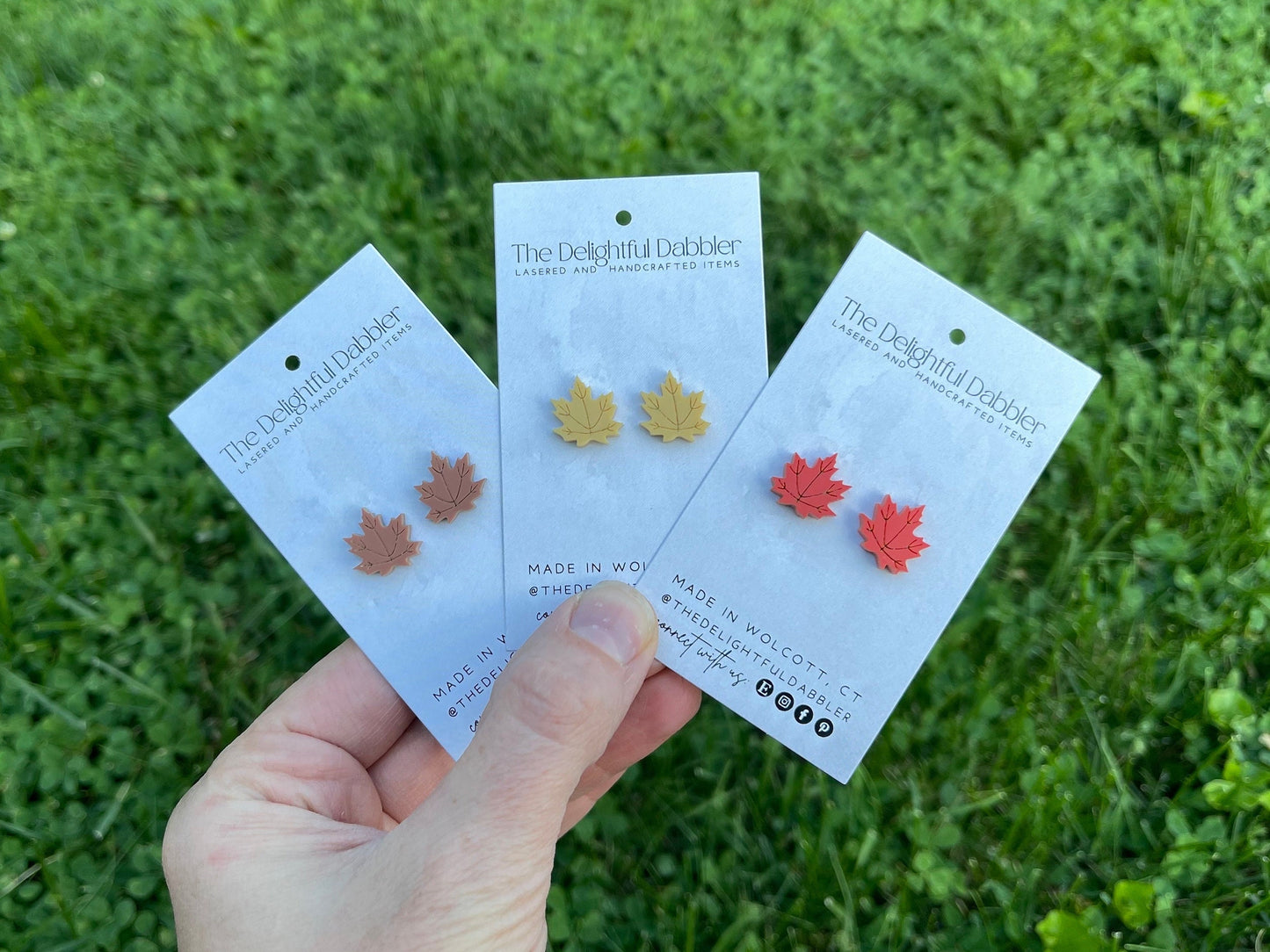 Matte Acrylic Maple Leaf Stud Earrings